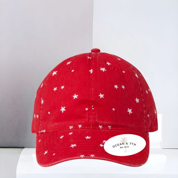 Women's Red and White Star Hat