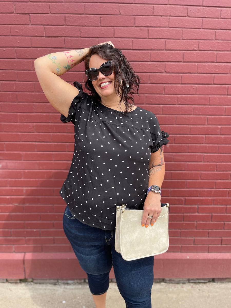 Ruffle Sleeve Polka Dot Blouse – Two Sisters Boutique