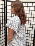Floral Flutter Sleeve Blouse
