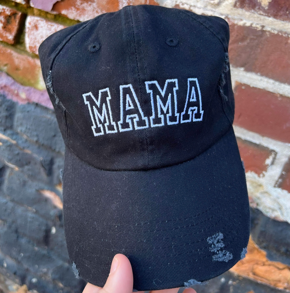 Distressed MAMA Baseball Cap