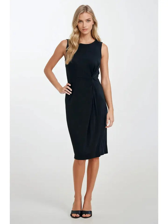 Sleeveless Front Twist Midi Dress