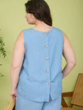 Back Button Sleeveless Top