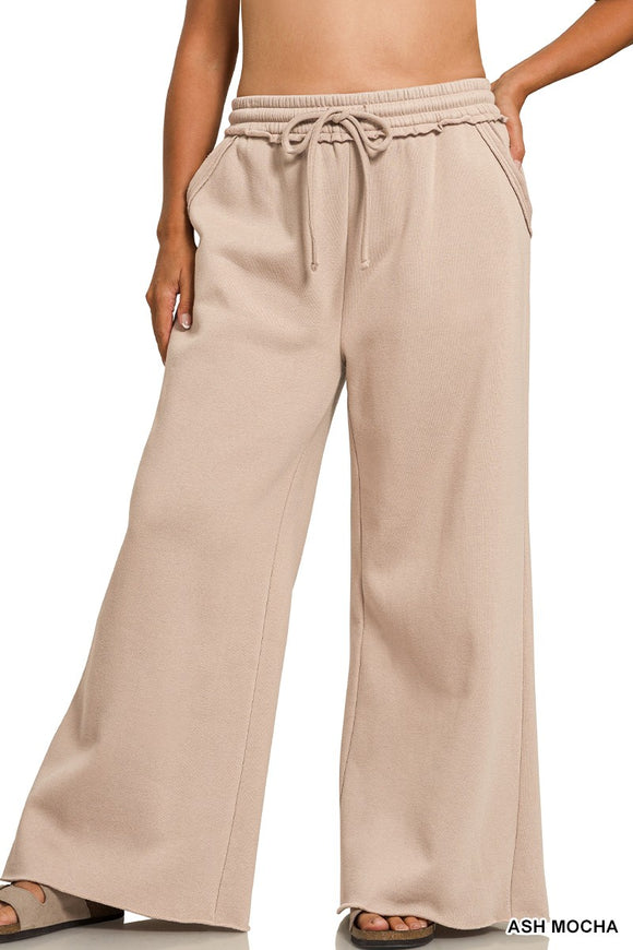 Fleece Exposed Seam Wide Leg Sweatpants