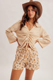 Front Drawstring Lace Top