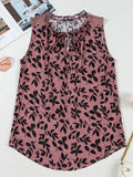 Printed Tank Top W/ Lace Detail