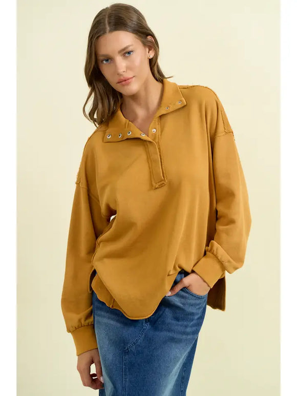 Funnel Neck Half Snap Sweatshirt