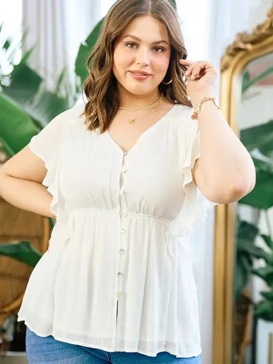 Ruffle Sleeve Flowy Top