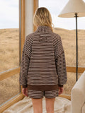 Striped Half Zip Long Sleeve