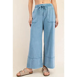 Mineral Washed Cropped Wide Leg Pant