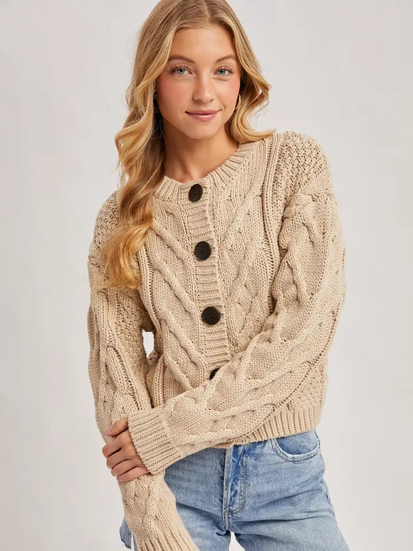 Cropped Button Front Cardigan