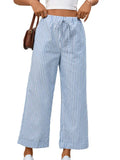 Striped High Waist Cropped Pants