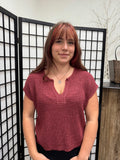 Split Neck Sleeveless Sweater