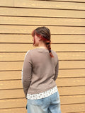 Floral Sleeve Waffle Long Sleeve top