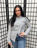 Striped Boxy Button Down Collared Top