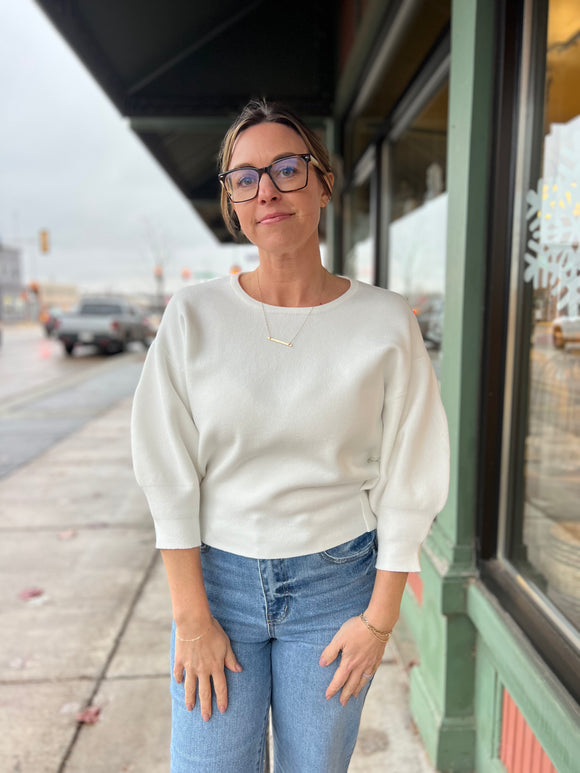 Puffed 3/4 Sleeve Sweater