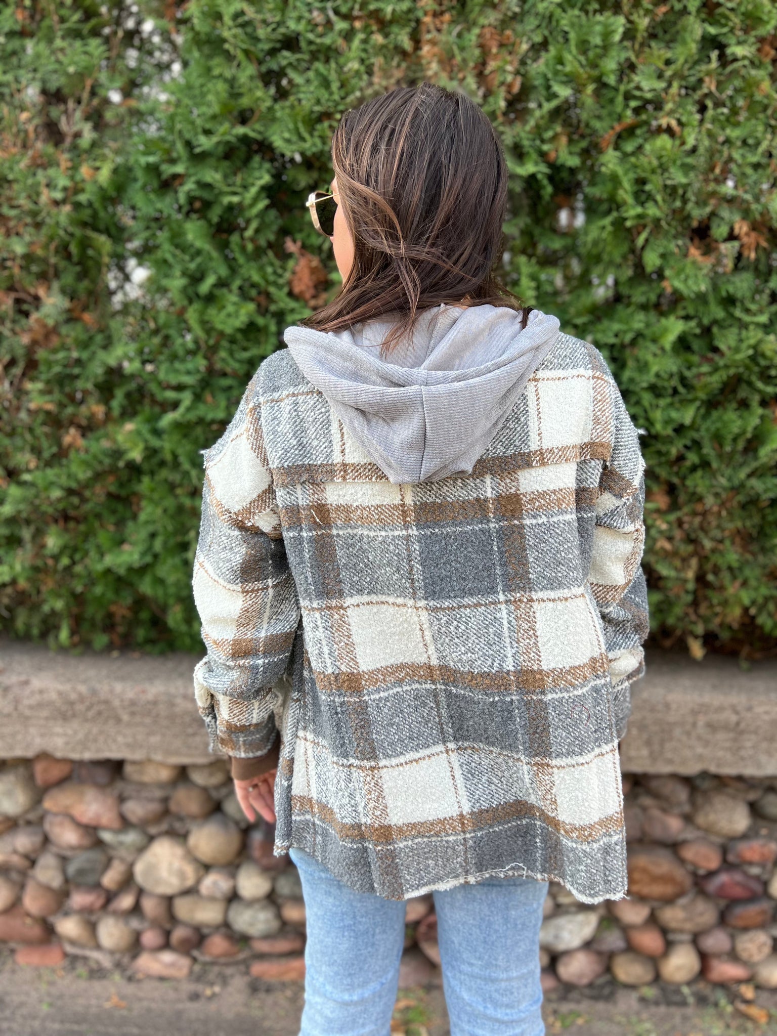 Oversized plaid hoodie hotsell