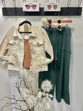 Mineral Washed Cropped Wide Leg Pant
