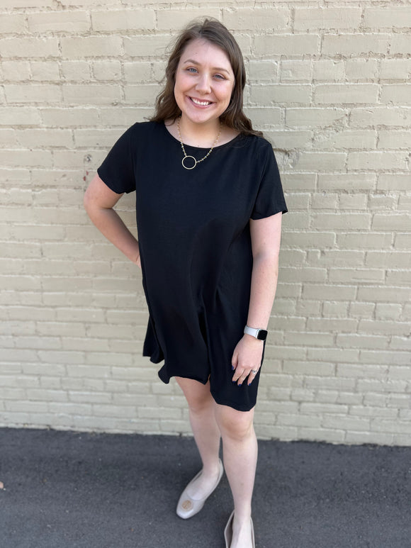 black tunic dress short sleeve Callie Shirt Dress or Tunic Made in USA Small