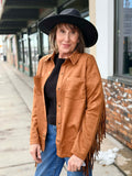 Fringe Detailed Suede Shirt