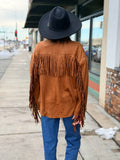 Fringe Detailed Suede Shirt