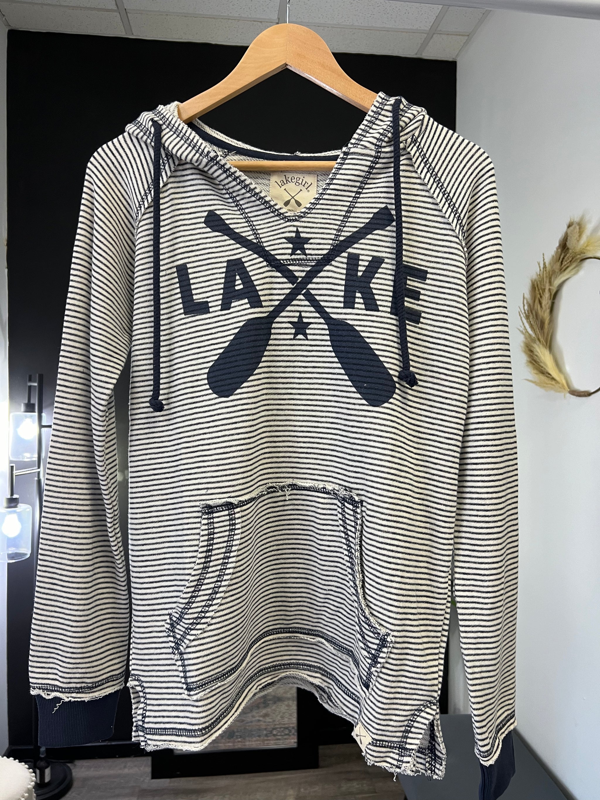 Lakegirl Lake Paddles Stripe Weekender Hoodie Two Sisters Boutique