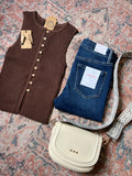 Ribbed Button Loop Vest