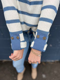 Button Detail Striped Spring Sweater