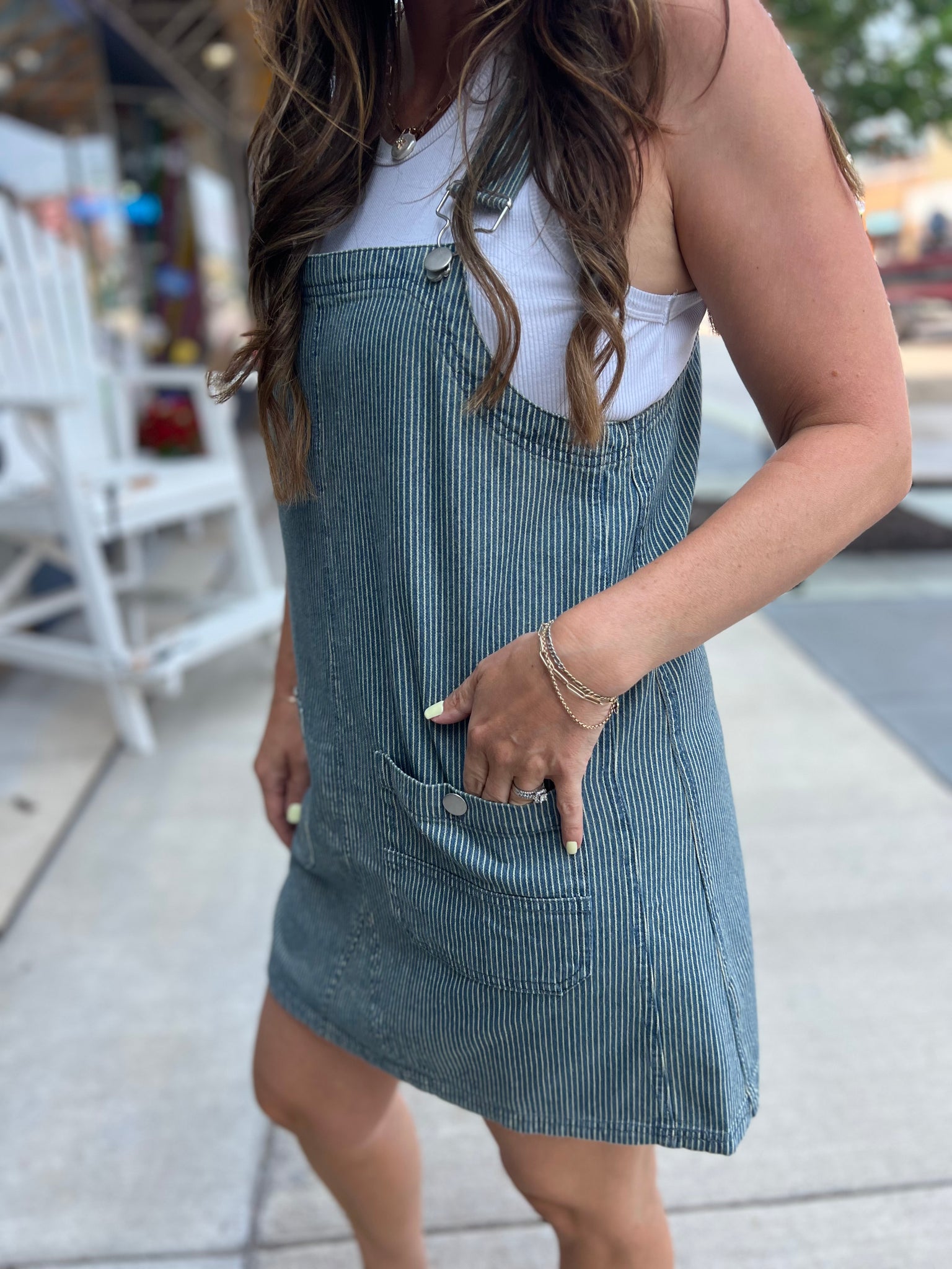 Stripe Overall Mini Dress – Two Sisters Boutique Stripe Overall Mini Dress – Two Sisters Boutique