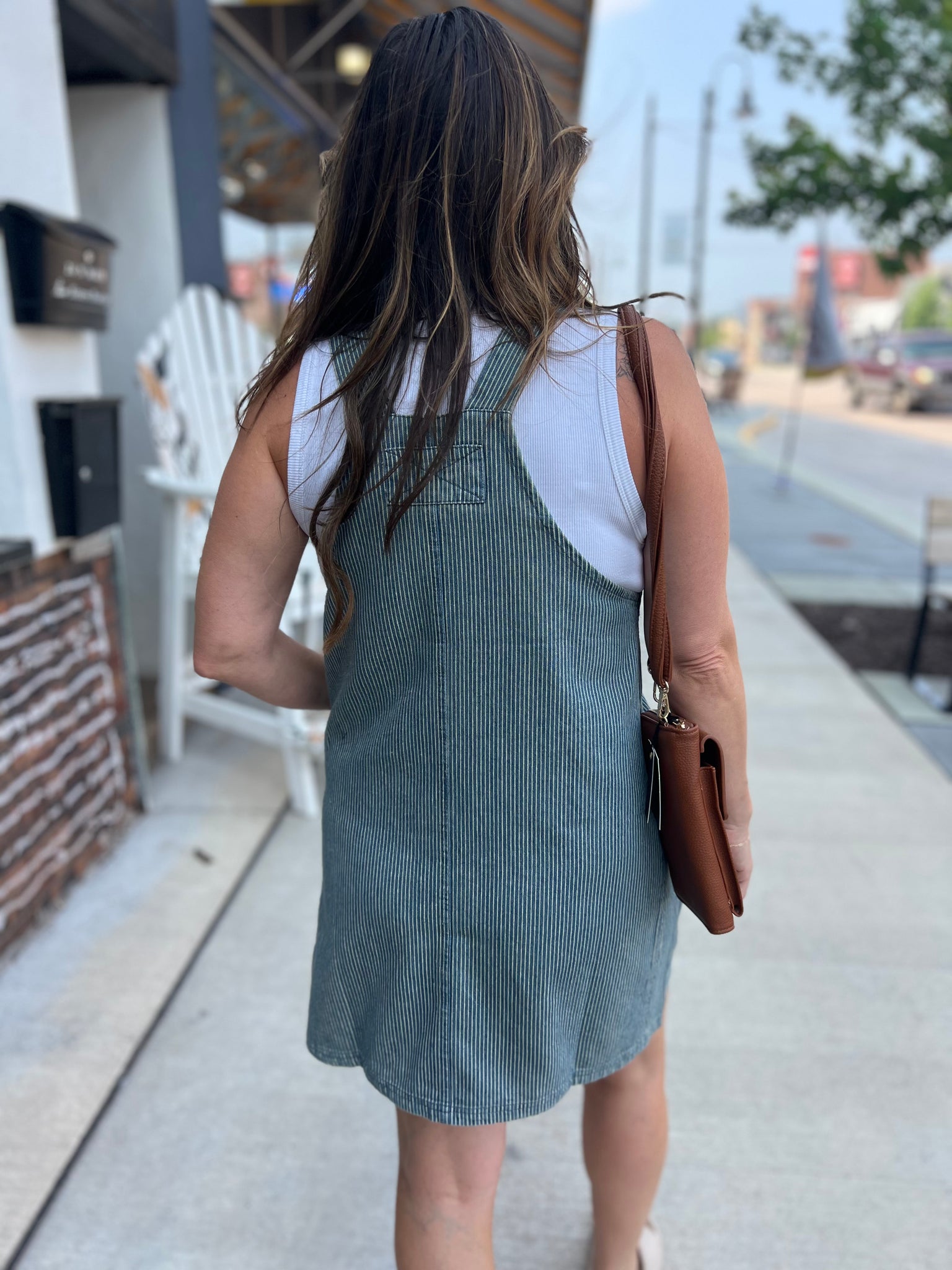 Stripe Overall Mini Dress Denim / Medium Stripe Overall Mini Dress Denim / Medium