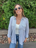 Striped Collared Button Down With Pockets