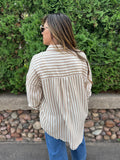 Stripe Collared Button Down Long Sleeve