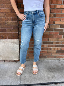 Paint Splattered Mid-Rise Tapered RISEN Jeans