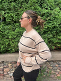 Striped Long Sleeve Crew Neck Sweater
