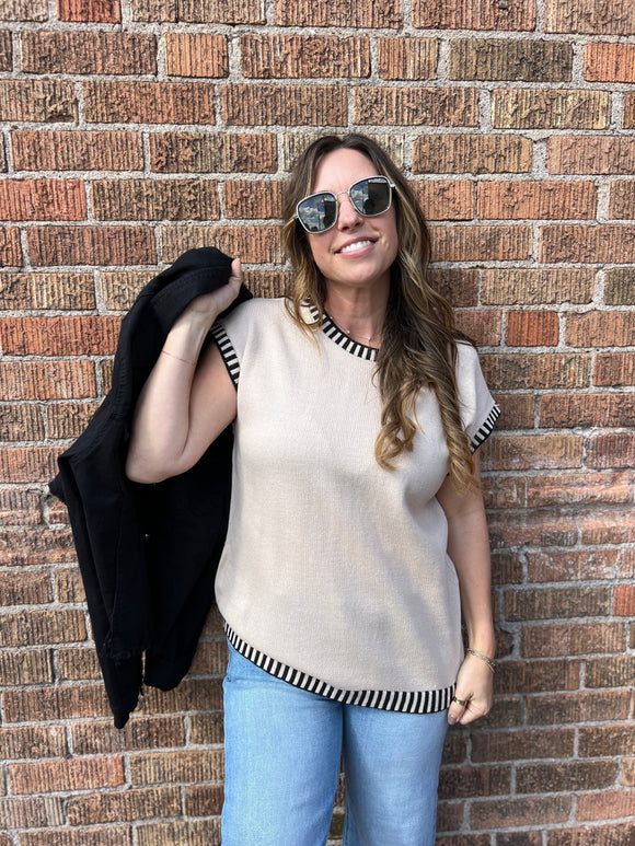 Cap Sleeve Knit Sleeveless Vest