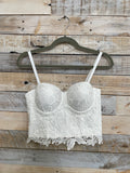 Lace Hook and Eye Back Bustier Top