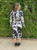 Abstract Print Mock Neck Midi Dress