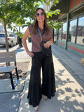 Wide Leg Pants With V Front Yoke