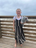 Kids Stripe Print Tiered Dress