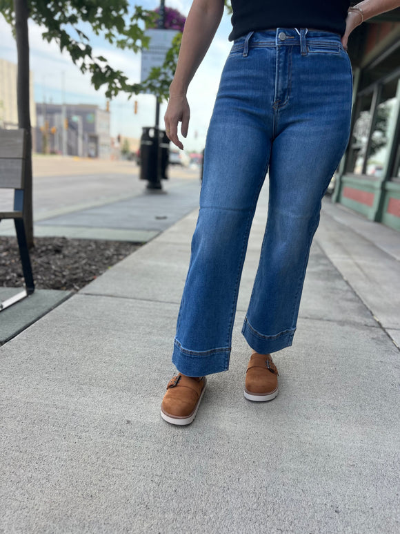 Risen High Rise Crop Wide Jeans