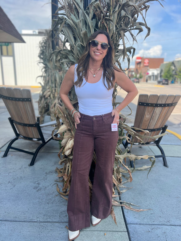 Risen Mid Rise Tummy Control Wide Leg