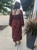 Floral Long Sleeve Front Tie Midi Dress