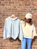 Snap Button Collared Sweatshirt