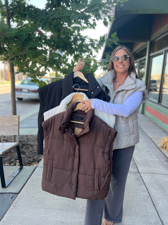 Oversized Snap Button Puffer Vest