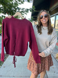 Lace Up Back Long Sleeve Sweater