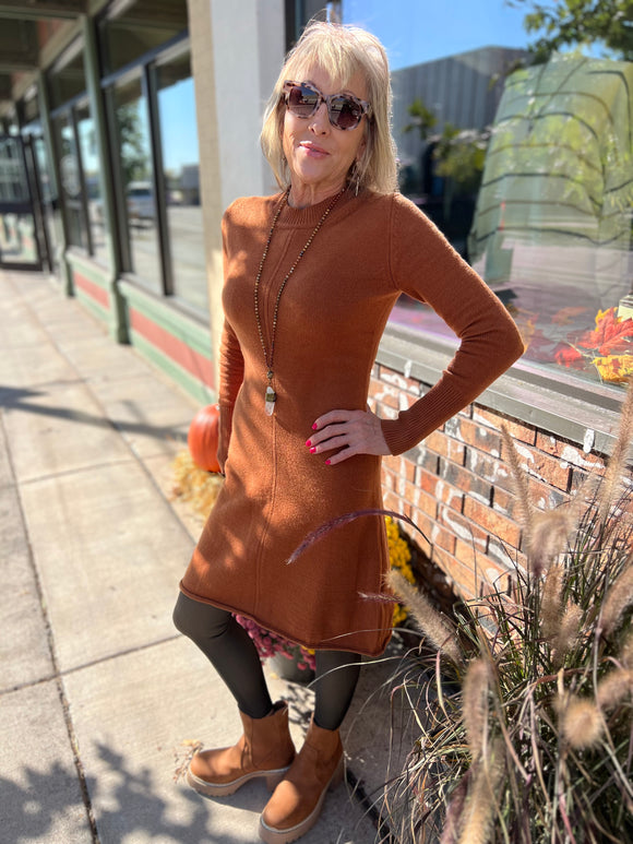 Ribbed Detail Sweater Mini Dress