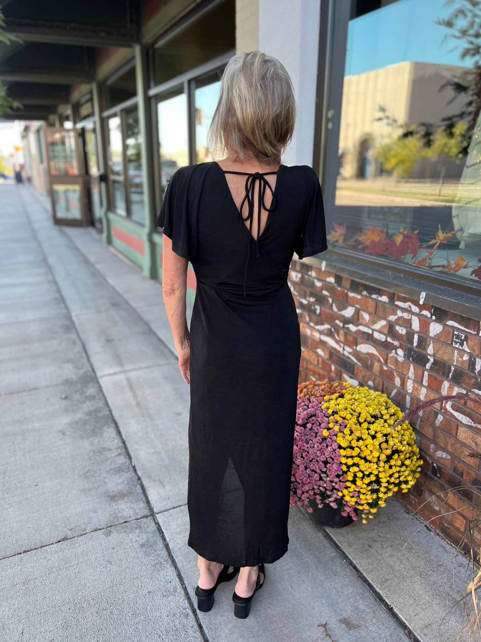 Pleated Wrap Midi Dress Black / Small Pleated Wrap Midi Dress Black / Small