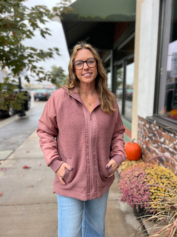 Fleece Zip Up Bomber Jacket