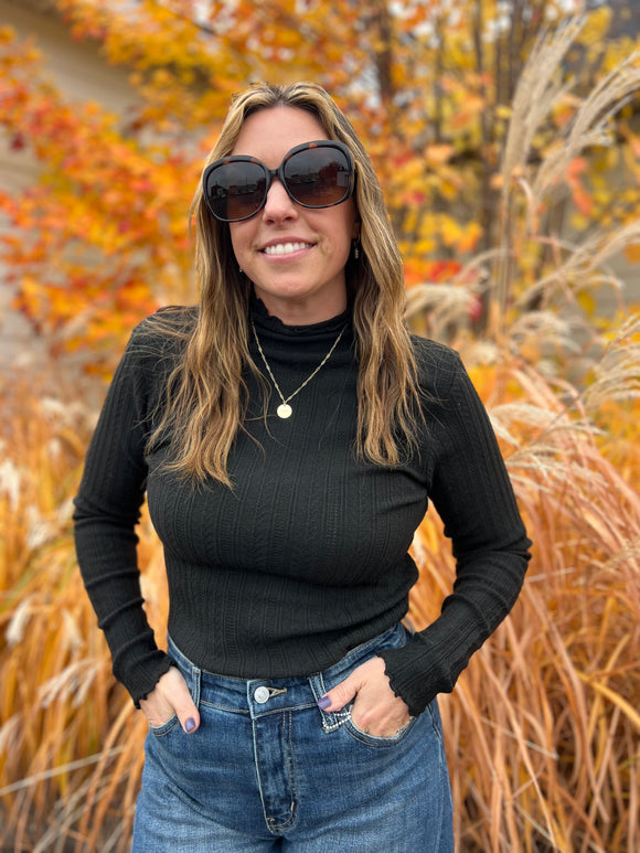 Avalee Funnel Neck Cable Sweater