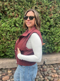 Cropped Mock Neck Puffer Vest