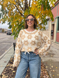 Floral Crocheted Knit Top
